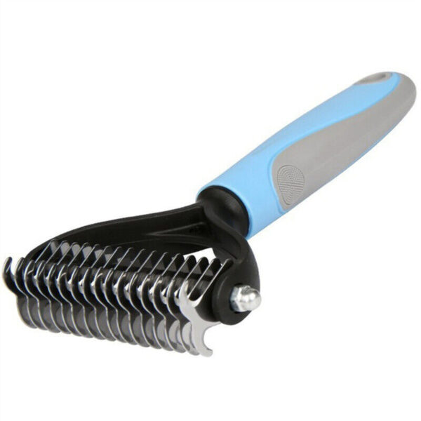 Grooming Brush For Pet Dog Cat Deshedding Tool Rake Comb Fur Remover Reduce 2-Side Dematting Tool For Dogs Cats Pets Grooming Brush Double Sided Shedding And Dematting Undercoat Rake Hair Removal Comb - Image 10