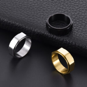 Personalized Cut Surface Octagon Nut Rotatable Men's Ring