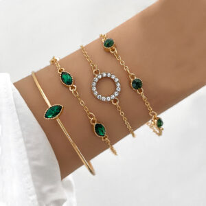 Geometric Rhinestone Bracelet Water Drop Bracelet Suit