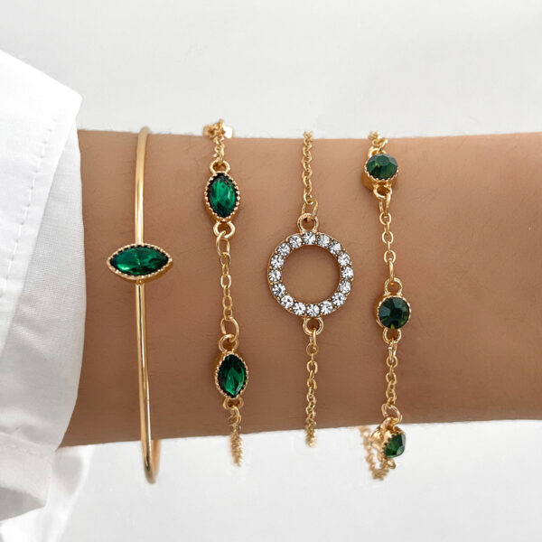 Geometric Rhinestone Bracelet Water Drop Bracelet Suit - Image 4