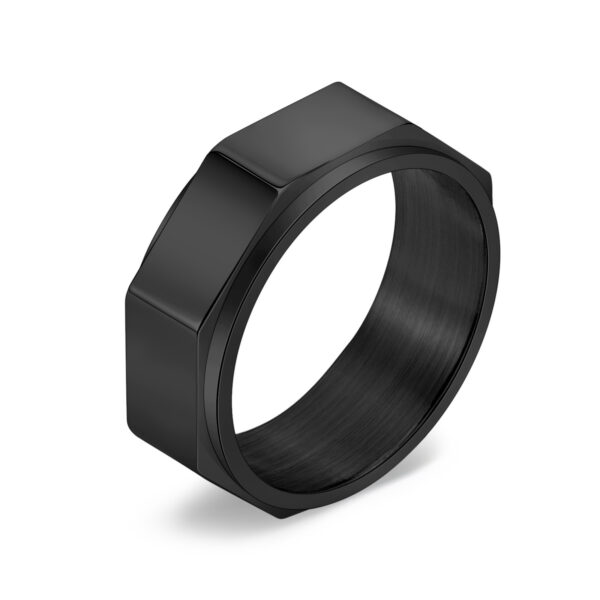 Personalized Cut Surface Octagon Nut Rotatable Men's Ring - Image 6